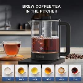Aesthetern Electric Tea Kettle with Infuser Temperature Control and Automatic Shut Off 24 H Keep Warm for Coffee Water Heater and Tea Pot Glass Black 1.5L