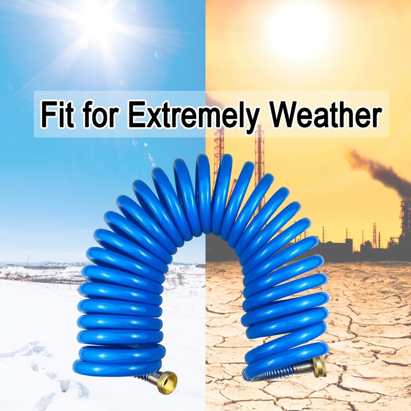 Darnassus Heavy-duty PU Coil Hose, Self-Coiling Garden Hose with Solid