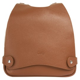 Cluty Women's Genuine Leather Backpack, Daypack, City Bag, Shoulder Bag, Magnetic Closure, Zip Pocket, Removable Handle, Adjustable Straps, 021317, Cognac, Unit size