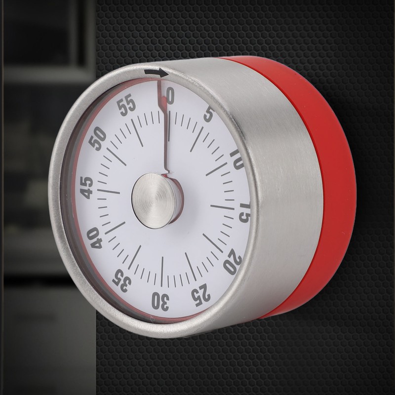 Mechanical Countdown Timer 60 Minute Magnetic Stainless Steel Visual Kitchen