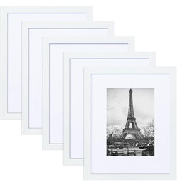 Juego de 4 Marcos para Fotos de Pared, 6x8 pulgadas con Tapete, 8x10 pulgadas con Tapete,Marcos Para Fotos Pared (Blanco, 5x7)
