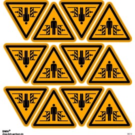 Sticker Warning of Crushing Hazard Pack of 12