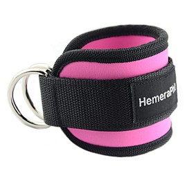 Double D-ring Ankle Cuff Straps Adjustable Leg Weight Wrist Belt for Cable Machine Attachment, 1Pair (Pink)
