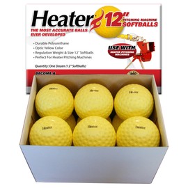 Heater Sports 12 Inch Pitching Machine Softballs - 1 Dozen, Accurate and Durable Regulation Weighted Softballs Softball and Combo Pitching Machines | Ideal for Practice and Training
