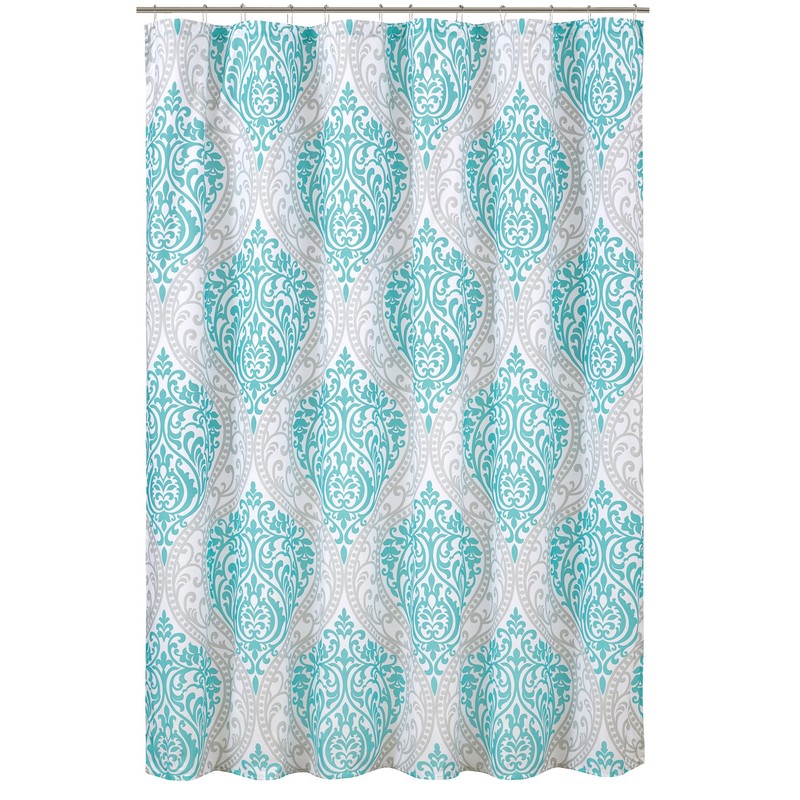 Comfort Spaces Coco Bathroom Shower Curtain Printed Damask Pattern Modern