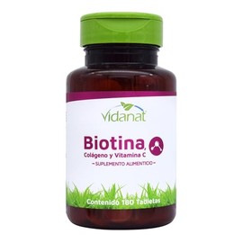 Vidanat Biotina, Colágeno y Vitamina C – 180 Tabletas | Suplemento Alimenticio Natural para Nutrición Diaria