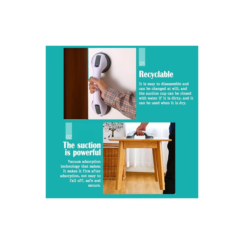 2 Pack Suction Grab Rails for Bathroom, 12 inch Shower