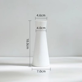 18cm Ceramic Bud Vase Tall Conic Flower Single Stem Vase Small Bud Decorative Floral Vase Home Decorative Floral Centerpiece for Wedding Office (White)