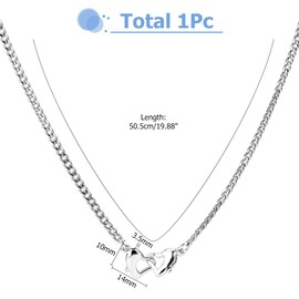 Hobbspring 1pc Ring Holder Necklace 50.5cm Stainless Steel Twisted Chain Necklaces Stainless Steel Color Ring Keeper Necklace with Double Heart Clasps for Wife Nurse Ladies Gift