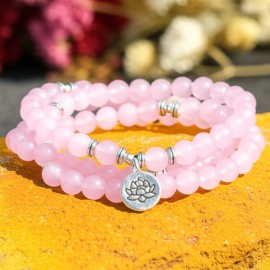 Unbranded Natural Rose Quartz 108 Mala Bead Chakra Balancing Prayer Necklace Bracelet Gift