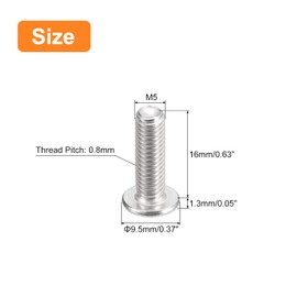 sourcing map M5-0.8 x 16mm 20Pcs Flat Round Head Screws 304 Stainless Steel Phillips Drive Machine Screws Hardware Fastener for Furniture Connection