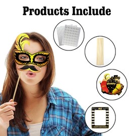 TOAOB Pack of 31 40th Birthday Photo Booth Props with Inflatable Photo Frame, Black and Gold, Funny Accessories for Men and Women, Party Accessories, Photo Accessories