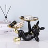 Suruim Resin Bulldog Statue with Two Storage Trays, Black, 10.43in/26.5cm