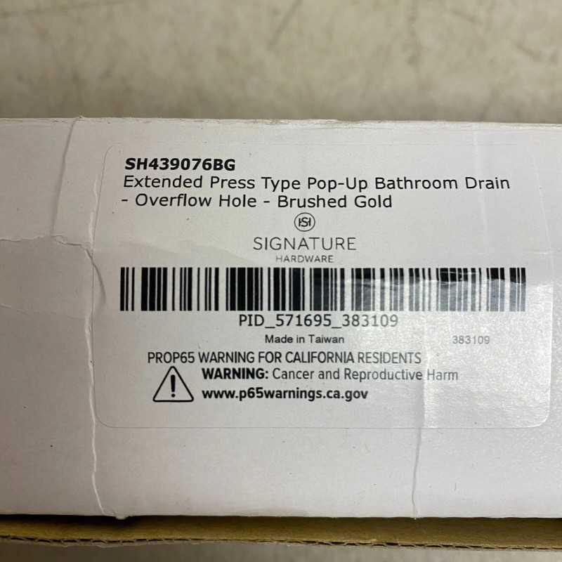 SIGNATURE HARDWARE EXTENDED PRESS TYPE POP UP BATHROOM DRAIN OVERFLOW