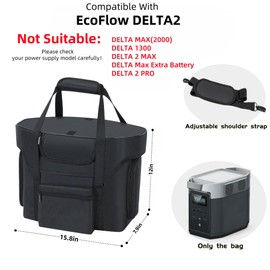 Cxinesbag Compatible with EcoFlow Delta 2 Carrying Case Generator Cover & Storage Bag with Shoulder Strap, Durable Protective Organizer for Delta 2 Portable Power Station (Not for Delta 2 Max)