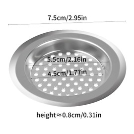 Mikihat Pack of 2 Kitchen Sink Strainer Stainless Steel for Kitchen Sink, Strainer Shower, Bathtub, Drain Strainer Basket, Insulates Residues to Prevent Blockages - 7.5 cm