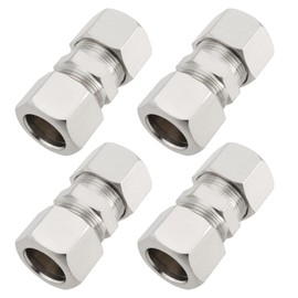 Create idea 4Pcs 12mm Copper Compression Fitting Straight Tube Compression Ferrule Fittings for Hydraulic Pipes Cooling Pipes Fuel System 12x38.5mm Silver
