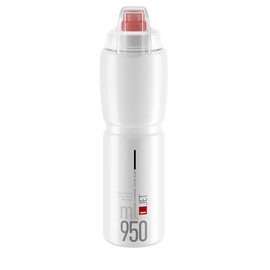 ELITE Jet Plus Water Bottle Clear Red Logo – Large Capacity Cycling Bottle with Easy Squeeze Design – Lightweight & BPA-Free – 950ml – For Road Bike, MTB & Gravel Cycling