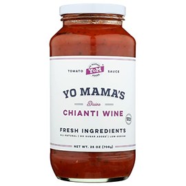 Keto Chianti Wine Pasta Sauce by Yo Mama's Foods, No Sugar Added, Low Carb, Low Sodium, Gluten Free, Paleo Friendly, and Made with Whole, Non-GMO Tomatoes, 25 Ounce (Pack of 6)