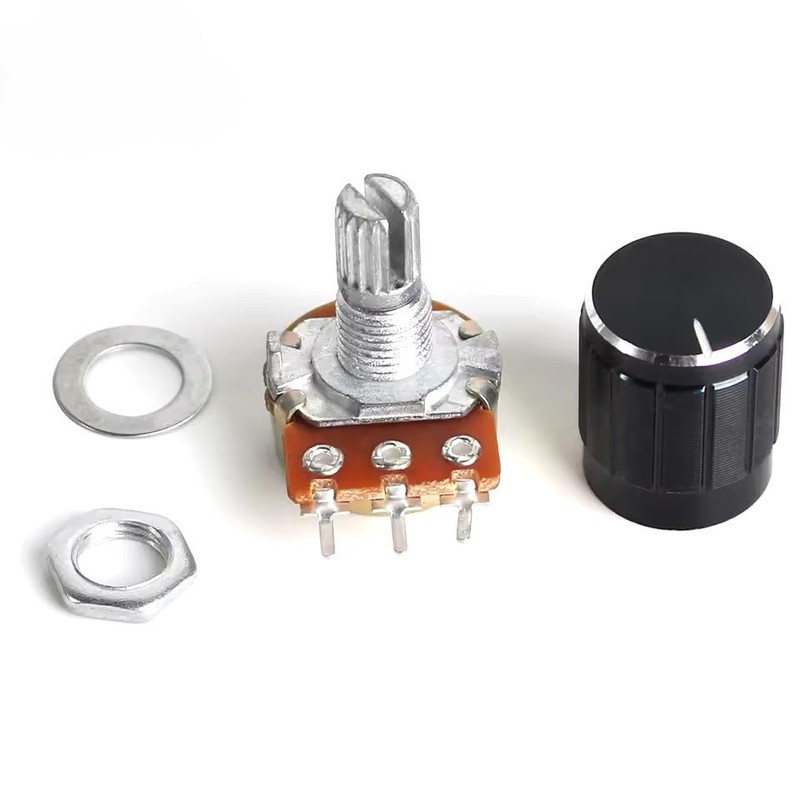 Rotary Potentiometer Linear Taper, WH148, 15mm, 3-Pin, with Black Aluminium