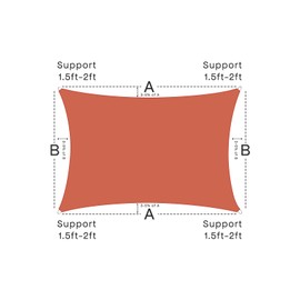 Vexoria Sun Shade Sail Canopy, 6'x 10' Rectangle 95% UV Block Shade Cover for Outdoor, Backyard Patio, Lawn, Garden, Sandbox Carpor Brick Red