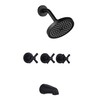 LIWEIKE 3 Handle Tub Shower Faucet, Matte Black Three Handles