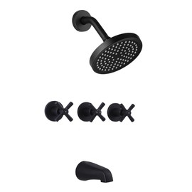 LIWEIKE 3 Handle Tub Shower Faucet, Matte Black Three Handles Shower Faucet Set with Tub and Shower Faucet Combo Rough-in Valve