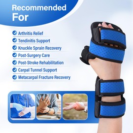 Chonario Resting Hand Splint, Hand Contracture Splint for Carpel Tunnel, Stroke Recovery, Arthritis, Tendinitis-Functional Support (Right, Medium)