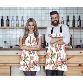 WONDERTIFY Rainbow Tree Apron,Fantastic Pattern Colorful Tree and Beautiful Butterflies Bib Apron with Adjustable Neck for Men Women,Suitable for Home Kitchen Cooking Waitress Chef Grill Bistro Apron