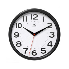 Infinity Instruments Metro 9 Inch Round Silent Non- Ticking Modern Wall Clock, Modern Style Décor for Any Room, Easy to Read Face, Black