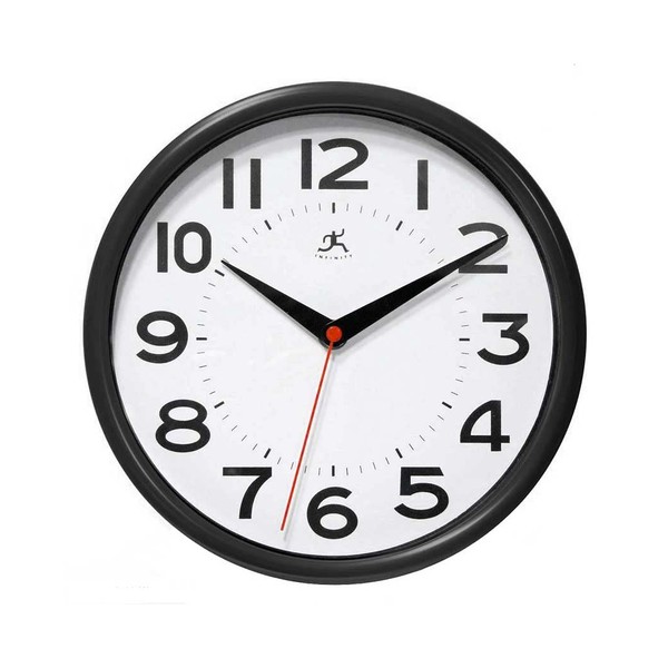 Infinity Instruments Metro 9 Inch Round Silent Non- Ticking Modern