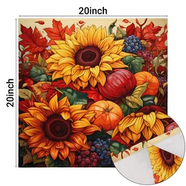 Cloth Napkins 20x20 Inch, Autumn Harvest Bounty Reusable Polyester Dinner Napkin Set of 1, Soft Washable Dinner Towel Decorative for Wedding, Party, Formal Dining