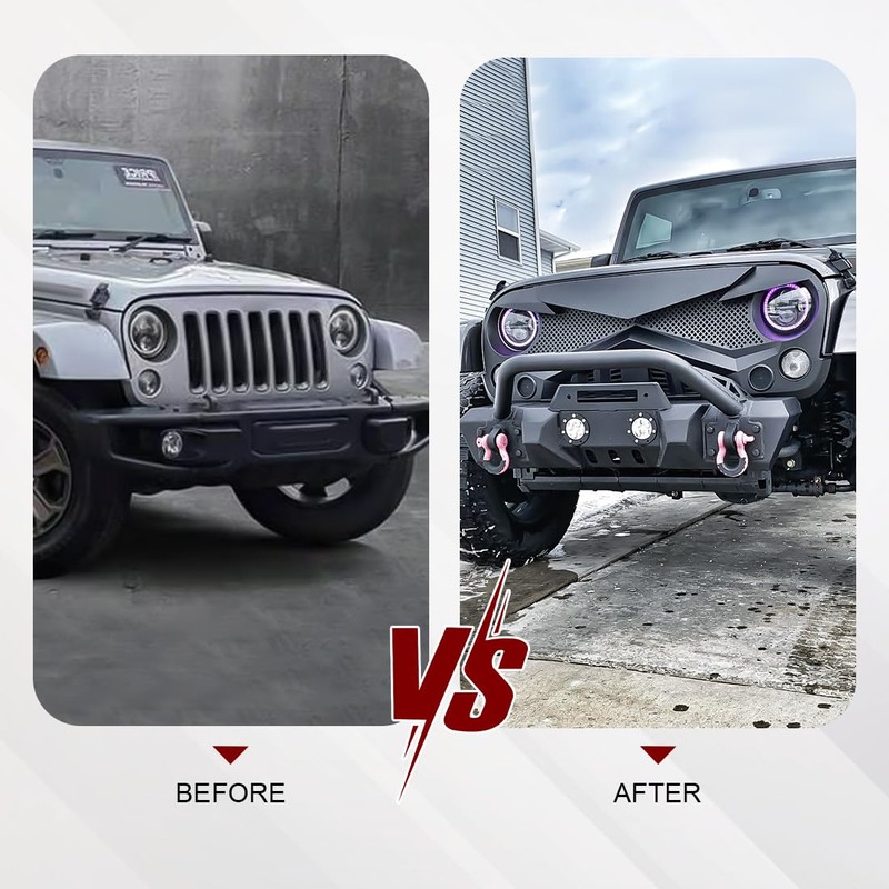 Allinoneparts Front Grill Hawke Grille Compatible with Jeep 2007-2018 Wrangler