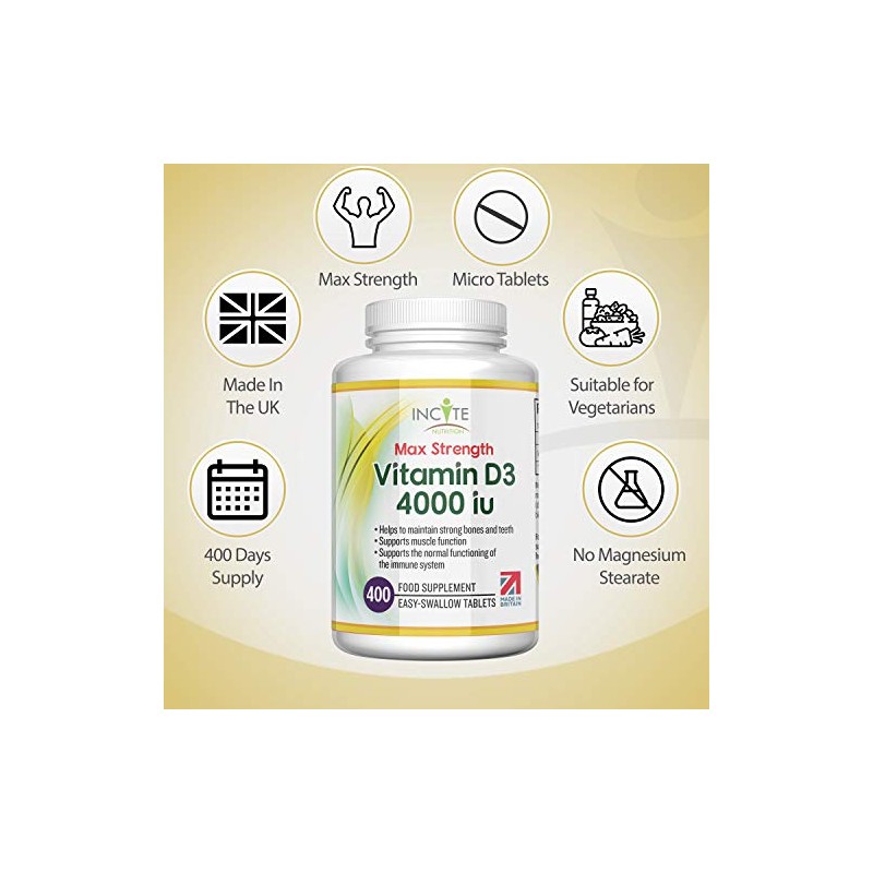 Vitamin D 4000iu - 400 Premium Vitamin D3 Easy-Swallow Micro
