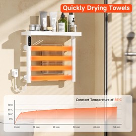 OihPaw Towel Warmer,White Towel Warmer Rack for Bathroom,with Top ShelfWall Mounted Towel Heater with Intelligent Touch Screen Timer, 20.47 * 19 inches Electric Towel Warmer