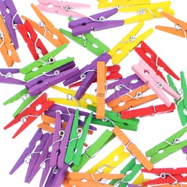 CleverDelights 1.1 Inch Mini Wood Clothespins - 200 Pack - Multi Color Mix Pack - Photos Pictures Arts and Crafts - 1 1/8" (3cm) Length