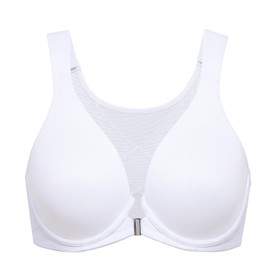 DELIMIRA Women's Front Closure Bras Posture Full Coverage Plus Size Underwire Unlined Back Support Plunge Seamless Bra B-H Cups White 36F