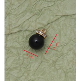 Ruwado 50 Pcs Faux Pearl Beads with Rhinestone Vintage Black Small Charms for DIY Necklace Bracelets Dangle Earring Jewelry Makings (8 mm)