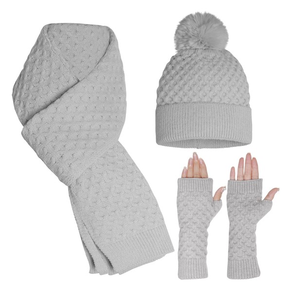 Winter Warm Knit Hat Set for Men Women Warm Beanie