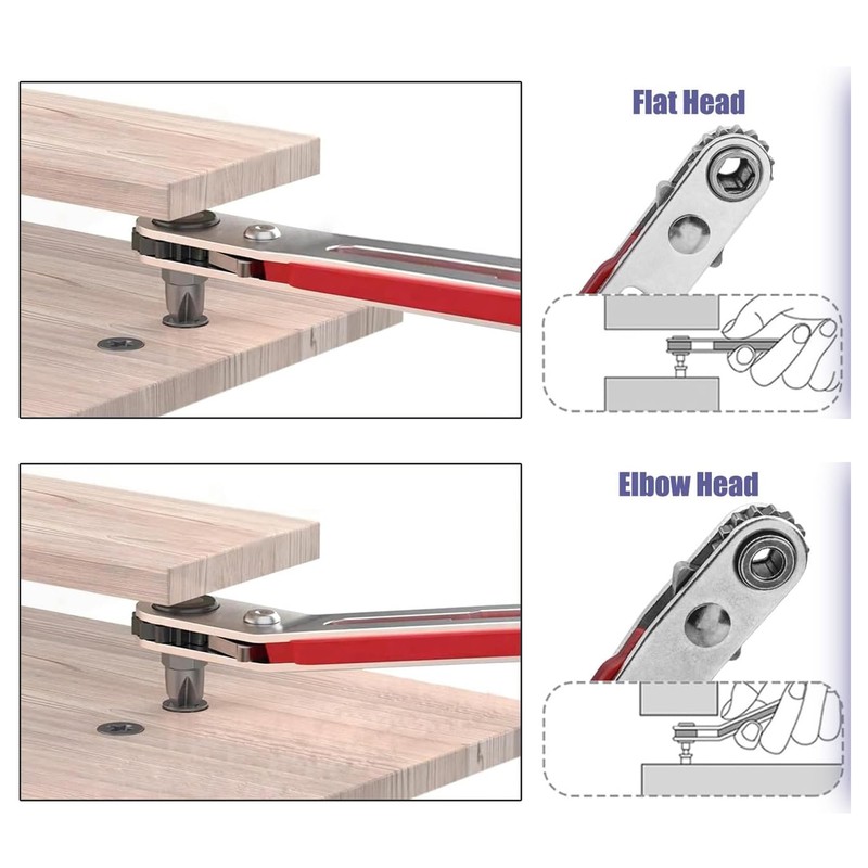 2-Piece Mini Ratchet Wrench Set, Drive Right Angle Ratchet Screwdriver