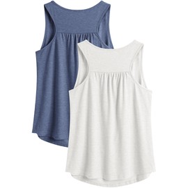 PINSPARK Gym Shirts Woman Sleeveless Athletic Tops for Women Loose Yoga Top Polyester Workout Tank Top Plus Size 3XL Navy Blue/White