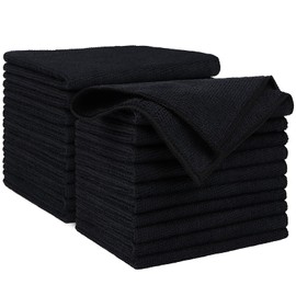 AIDEA Microfiber Cleaning Cloths Black-20PK, Microfiber Towels for Cars, Premium All-Purpose Car Cloth, Dusting Cloth Cleaning Rags, Absorbent Microfiber Cloth for SUVs, House, Kitchen, Window-12×12"