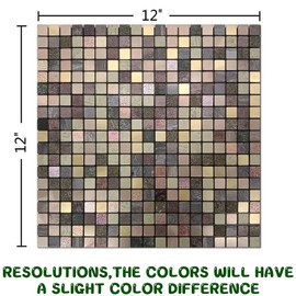 YMMXGE 10-Sheet Peel and Stick Metal Backsplash Tile Stick on Kitchen 3D Wall Decor Aluminum Mosaic Tiles for Bathroom, 12"x12"x0.15" (10, Mixed Orange Purple)