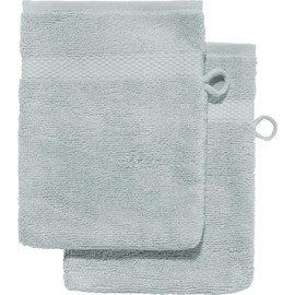 Erwin Müller Sindelfingen Wash Mitt Pack of 2, 100% Cotton, Silver, Size 15 x 21 cm, Boil-proof and Tumble Dryer-safe, Absorbent, Durable Feel-Good Quality (Other Colours)