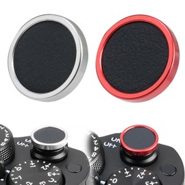 FocusFoto Camera Shutter Button PU Leather Soft Shutter Release Button Fits for Fuji X-M5 X-T50 X100VI X-T5 X-T4 X-T3 X-T30 II X-E3, for Nikon ZF DF, for Leica M10 M9 M8 M7（2-Pack, Silver & Red