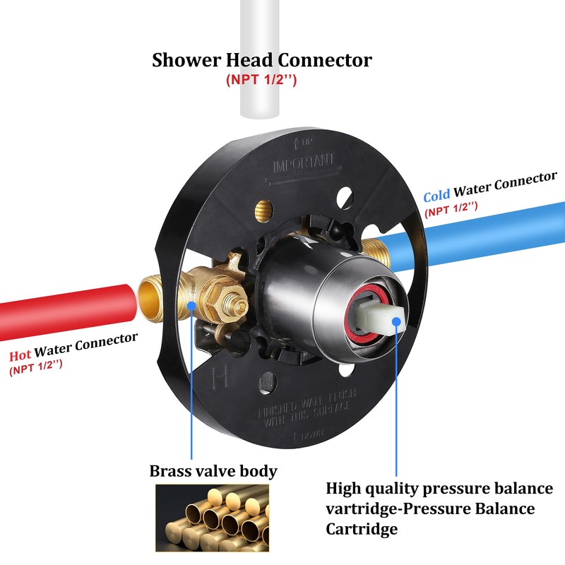 KINSE Shower Valve and Trim Kit, Shower Faucet Set With