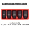 CASOMAN 1/2-Inch Drive Deep Spindle Axle Nut Impact Socket Set,