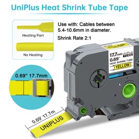 UniPlus 3 x Shrink Label Compatible with Brother Ptouch HSe-641 HSe641 HS641 Heat Shrink Tubes Black on Yellow 17.7 mm x 1.5 m for Brother PT-E550WVP PT-E300 PT-D210VP 600VP P750W P950NW H300 H55 00