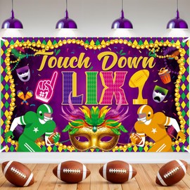 Super Football Banner Superfootball Party Decoration 2025 Touch Down Banner Backdrop Football LIX Sports Themed Party Decorations for Mardi Gras Football Birthday Baby Shower Sports Event Party Decor