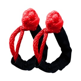 TEXALAN 2PC/PAK Synthetic Soft Shackle Rope 1/2 Inch X 22 Inch (38,000lbs Breaking Strength) Soft Shackle Rope Synthetic for Boating ATV Truck Jeep Recovery Trailer (Red)